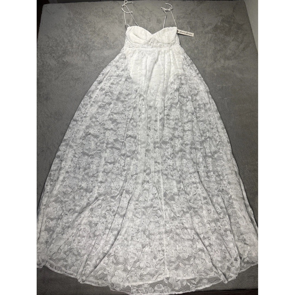 NWT For Love and Lemons Lorena Maxi Dress White Lace Size Small - Picture 2 of 15